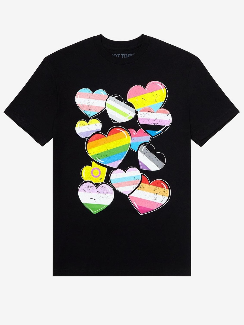 Hot Topic Pride Flag Hearts T-Shirt Sz Small - NWOT